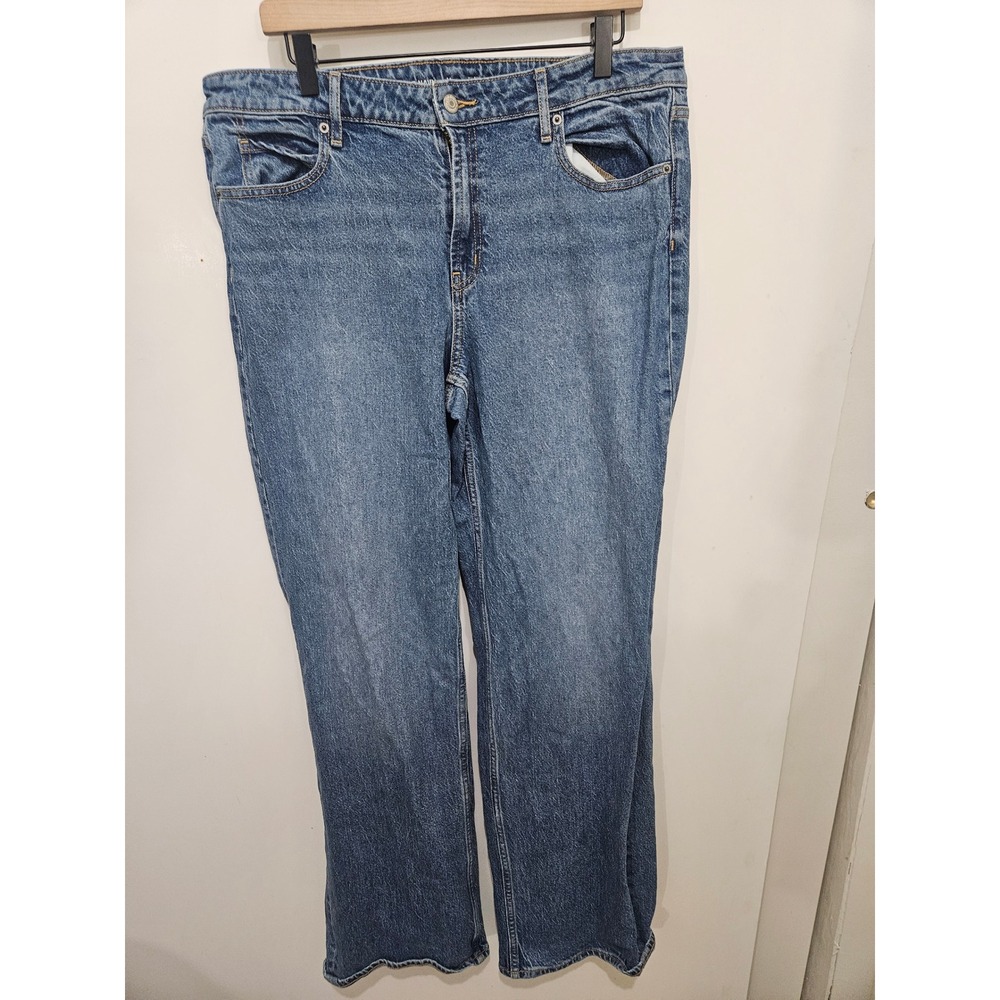Old Navy Mid-Rise Wide-Leg Jeans Blue Denim Size 14 Tall Medium Wash